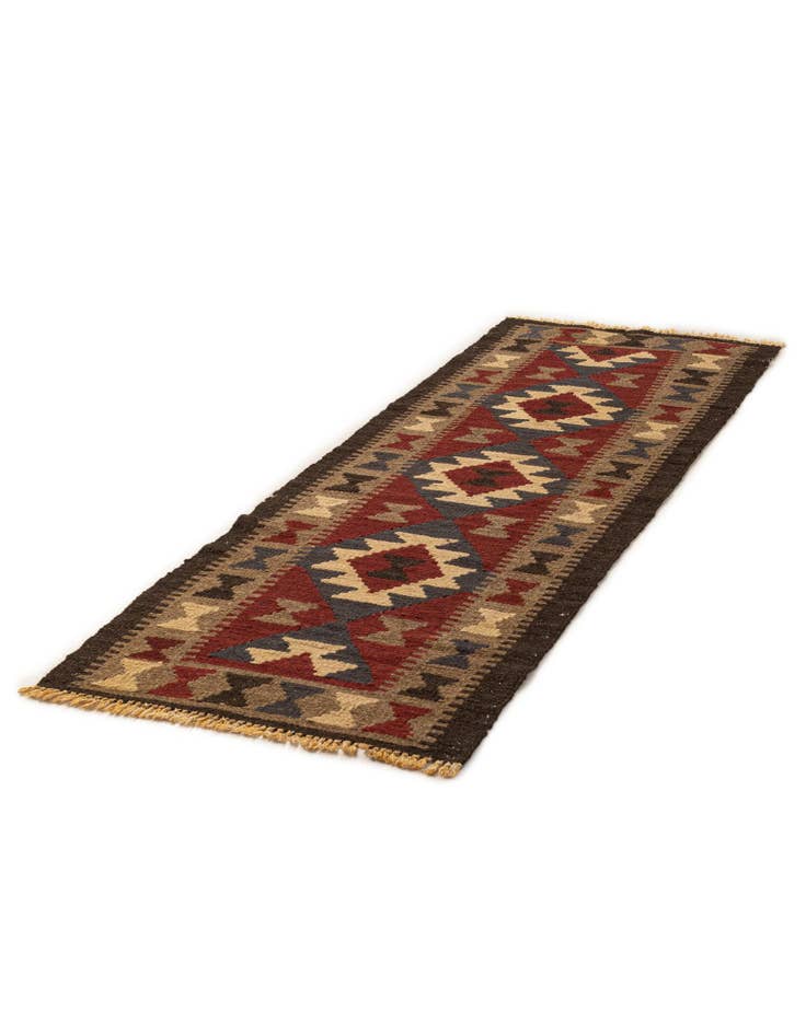 Detail image of 2' x 6' 4 Hand Woven Kilim Maymana Wool Runner Rug