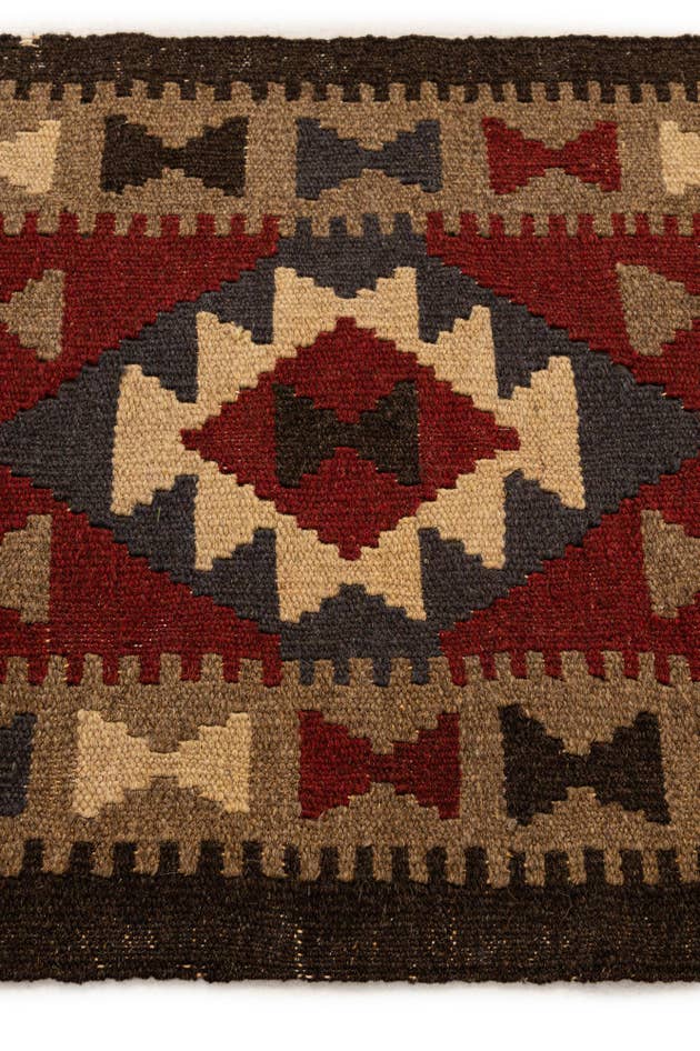 Detail image of 2' x 6' 4 Hand Woven Kilim Maymana Wool Runner Rug