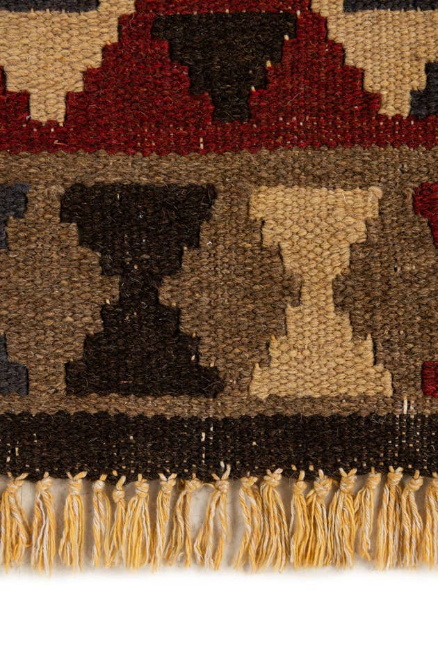 Detail image of 2' x 6' 4 Hand Woven Kilim Maymana Wool Runner Rug
