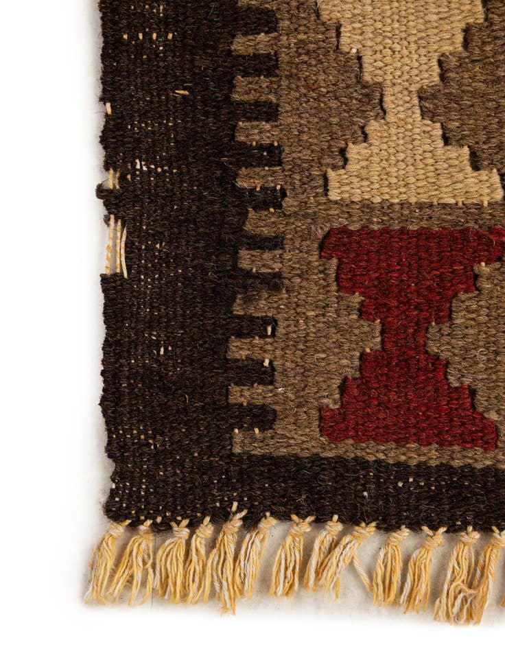 Detail image of 2' x 6' 4  Hand Woven Kilim Maymana Wool Runner Rug