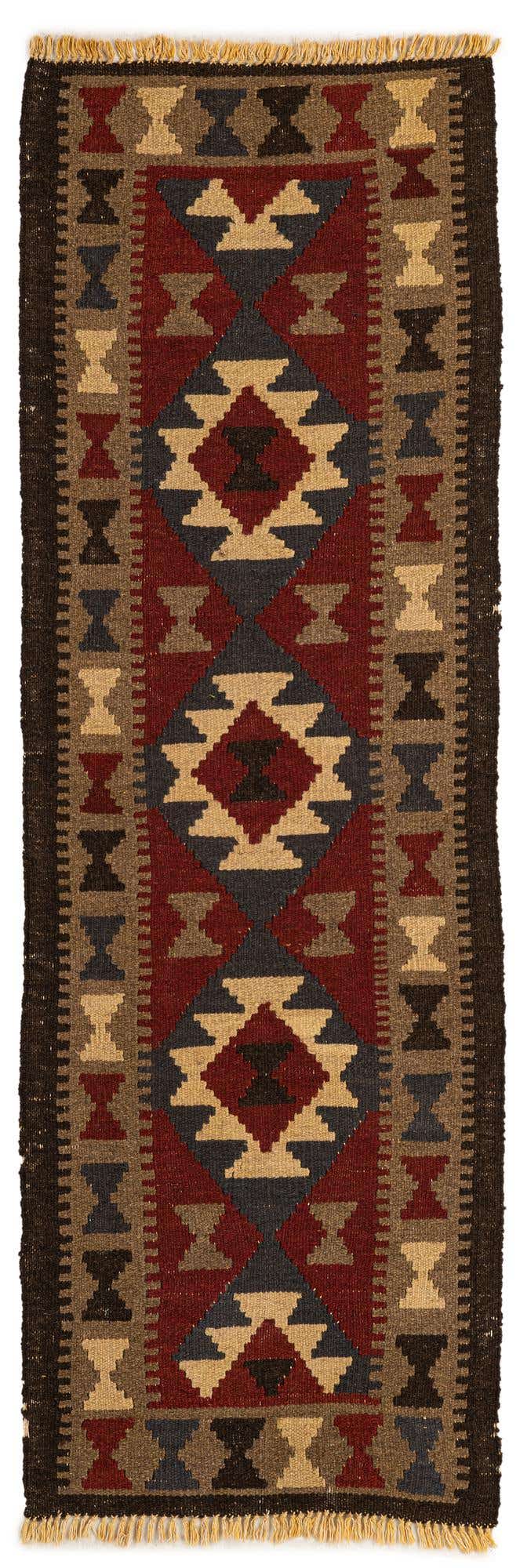 2' x 6' 4 Hand Woven Kilim Maymana Wool Runner Rug