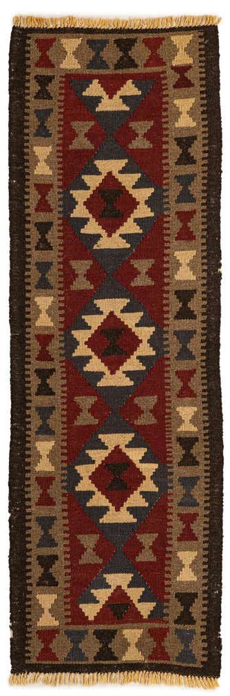 2' x 6' 4 Hand Woven Kilim Maymana Wool Runner Rug