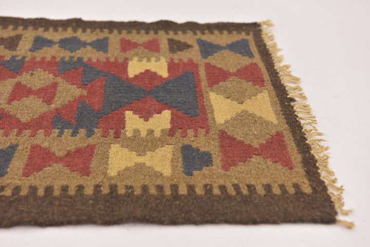 2' x 6' 7 Hand Woven Kilim Maymana Wool Runner Rug