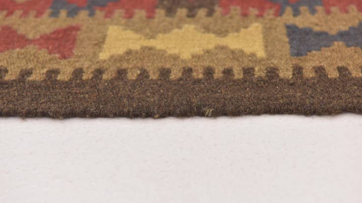 Detail image of 2' x 6' 7 Hand Woven Kilim Maymana Wool Runner Rug