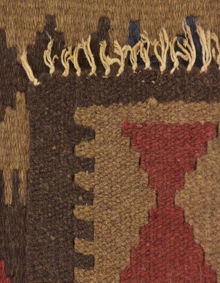 Detail image of 2' x 6' 7  Hand Woven Kilim Maymana Wool Runner Rug