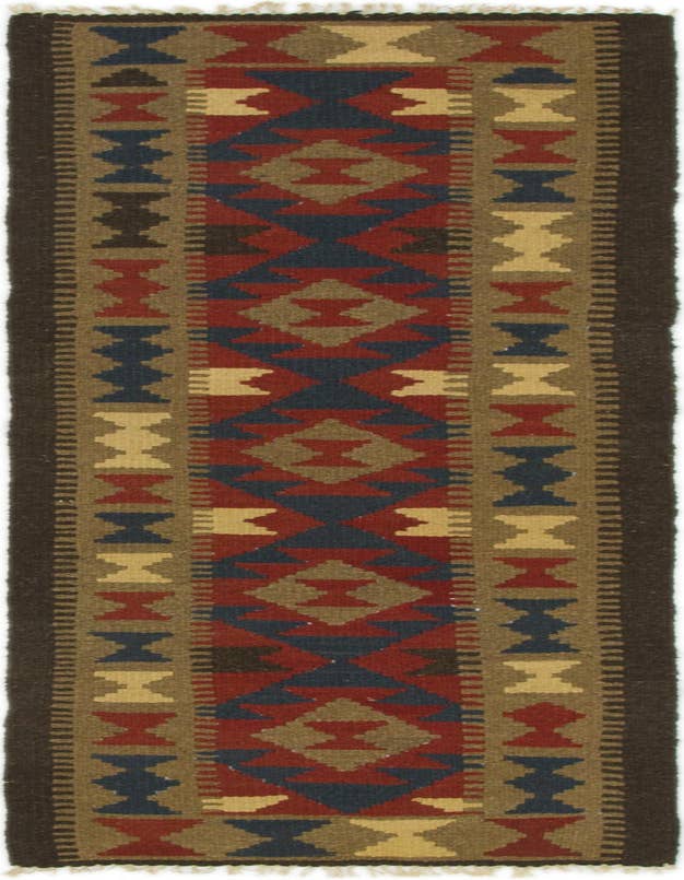 Detail image of 2' x 6' 7 Hand Woven Kilim Maymana Wool Runner Rug