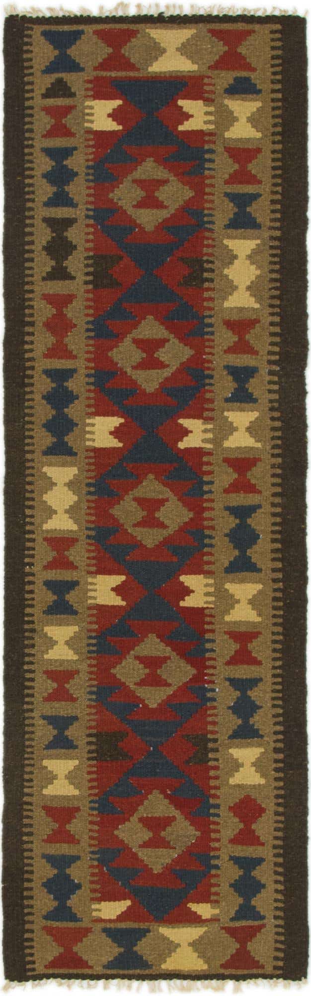2' x 6' 7 Hand Woven Kilim Maymana Wool Runner Rug