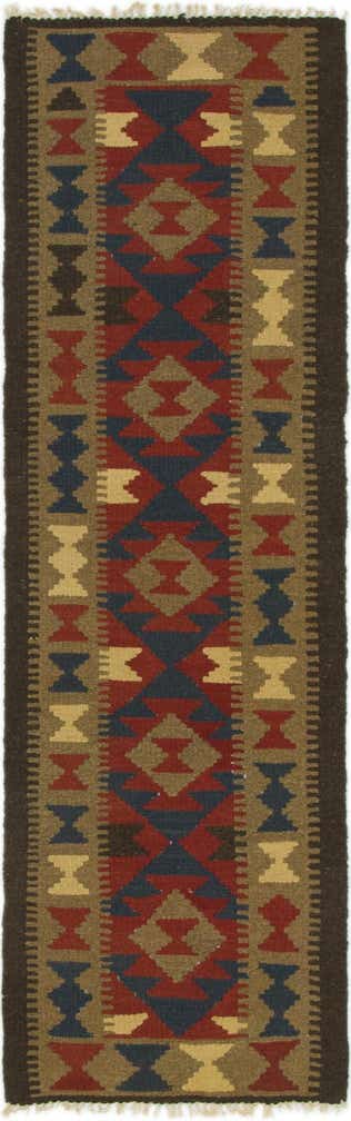 2' x 6' 7 Hand Woven Kilim Maymana Wool Runner Rug