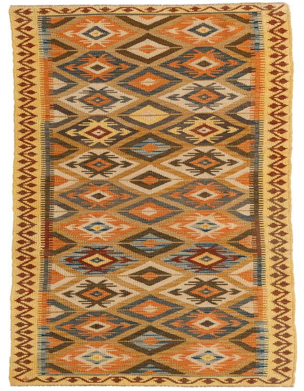 Detail image of 2' 9 x 9' 10 Hand Woven Kilim Maymana Wool Runner Rug