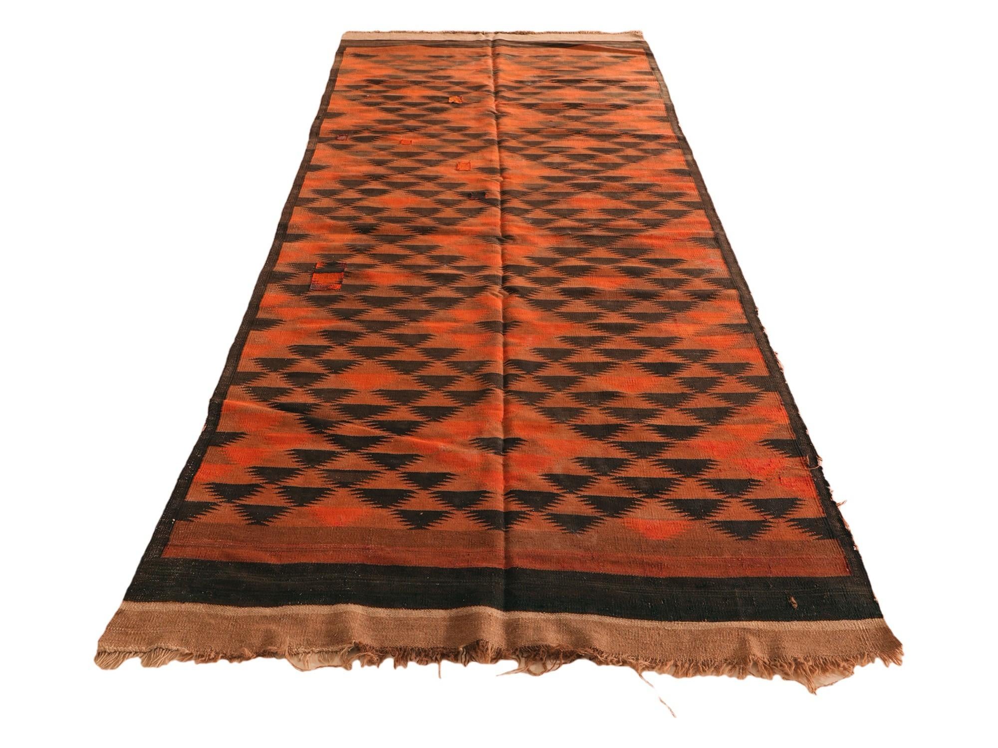 130cm x 365cm Hand Woven Kilim Maymana Wool Runner Rug