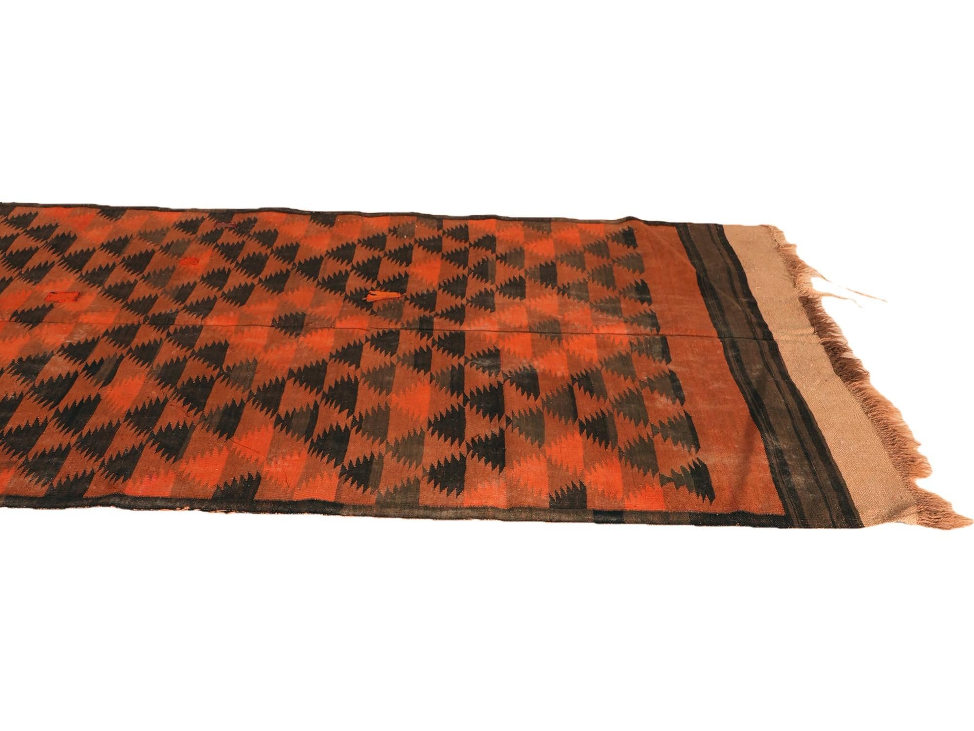 130cm x 365cm Hand Woven Kilim Maymana Wool Runner Rug