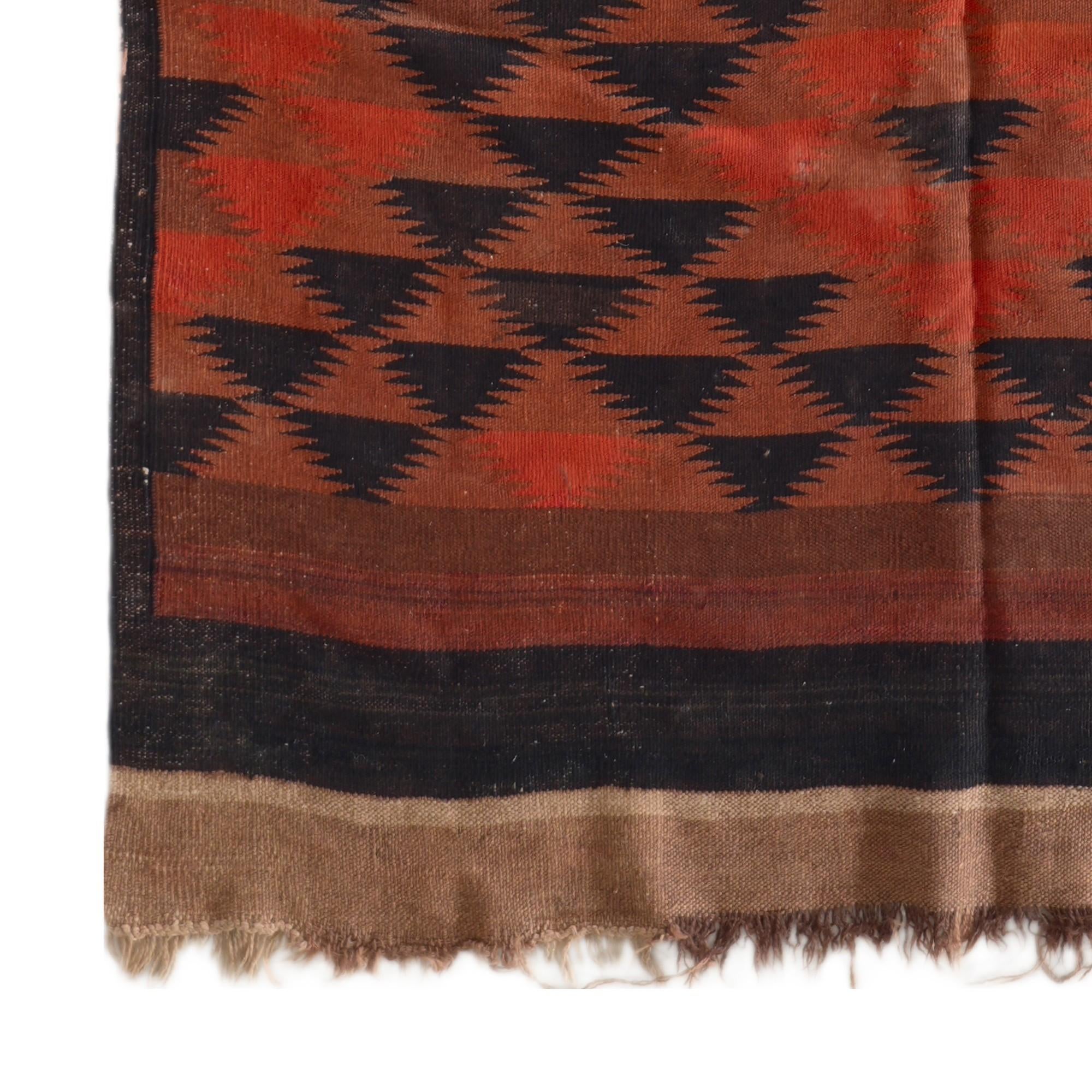 130cm x 365cm Hand Woven Kilim Maymana Wool Runner Rug