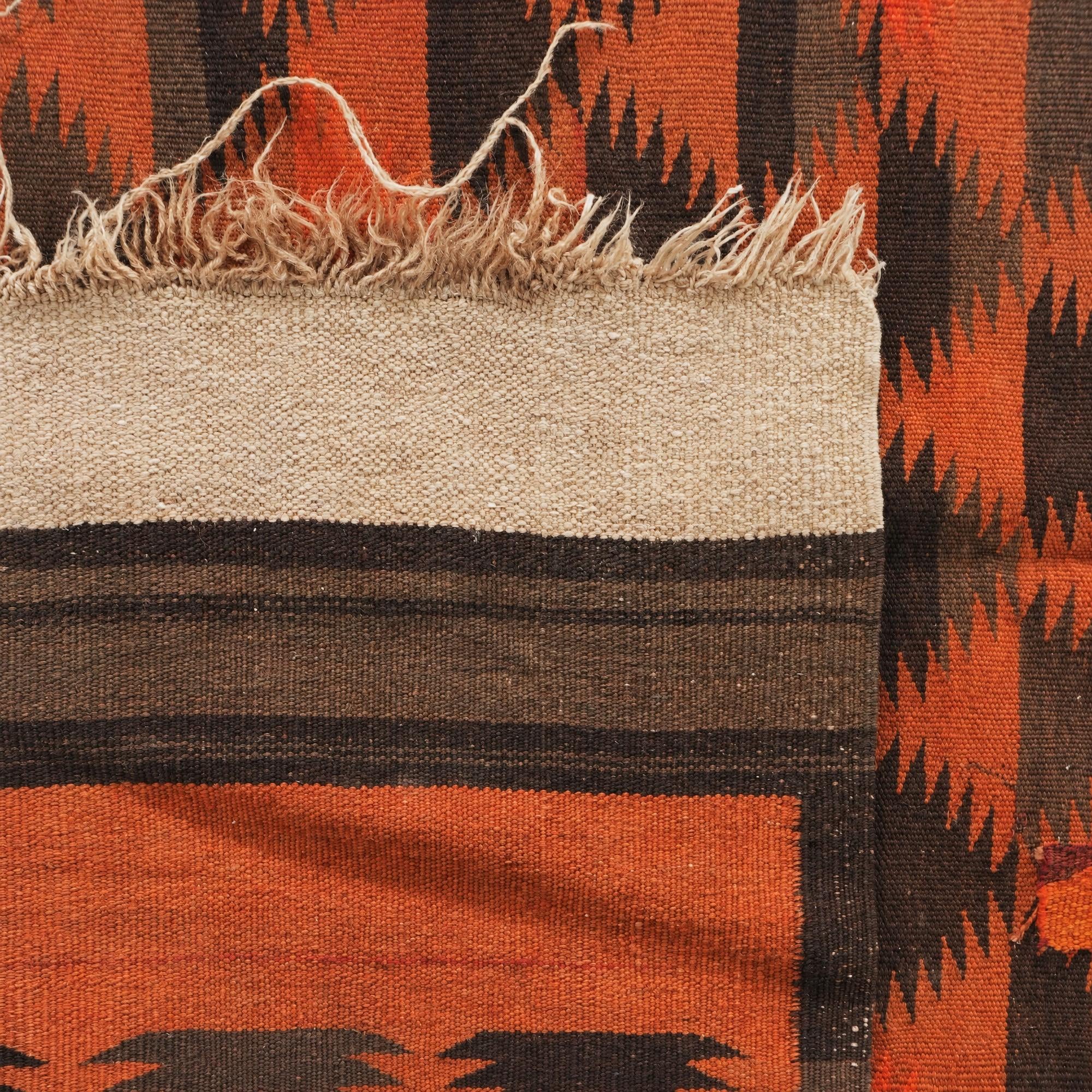 130cm x 365cm Hand Woven Kilim Maymana Wool Runner Rug