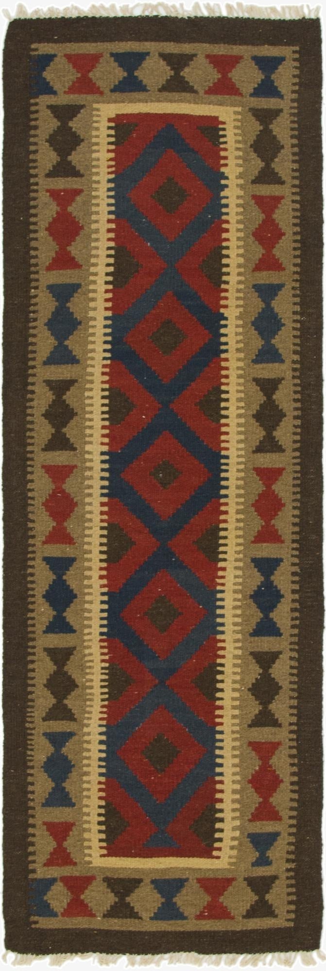 2' x 6' 5  Hand Woven Kilim Maymana Wool Runner Rug