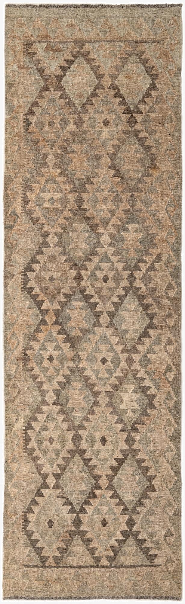 2' 10 x 9' 9  Hand Woven Kilim Maymana Wool Runner Rug