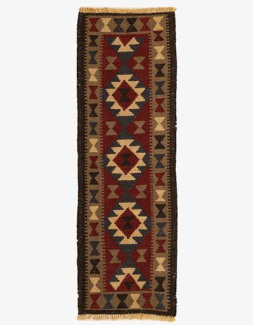 2' x 6' 4 Hand Woven Kilim Maymana Wool Runner Rug