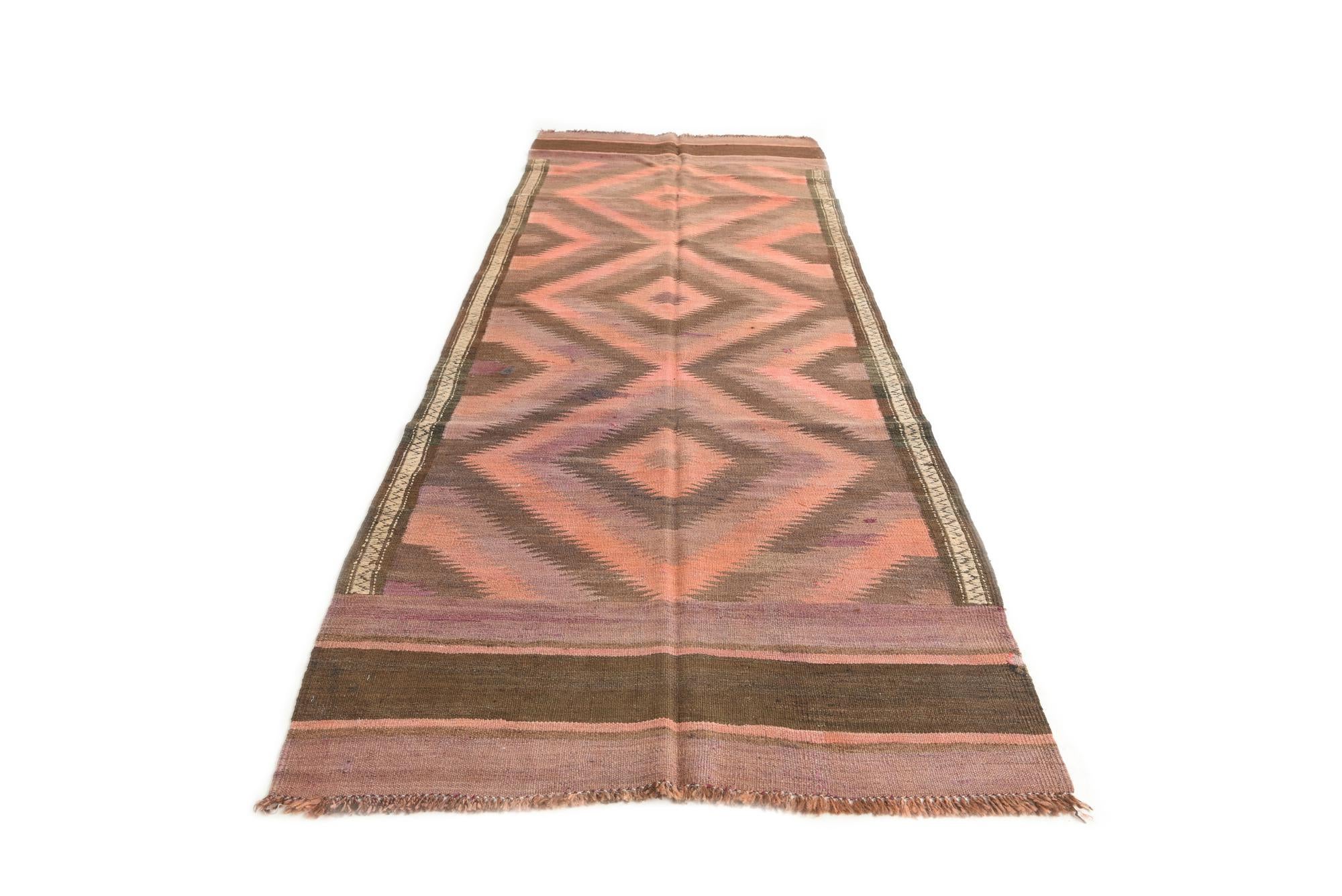 3' 6 x 9' 7 Hand Woven Kilim Modern Wool Runner Rug