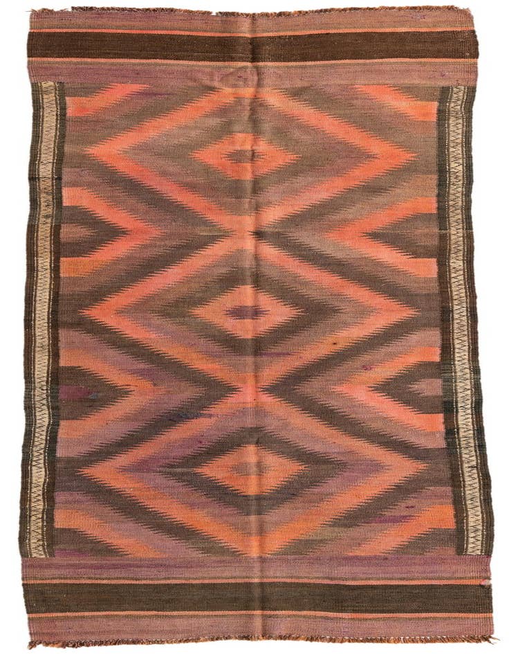 Detail image of 3' 6 x 9' 7 Hand Woven Kilim Modern Wool Runner Rug