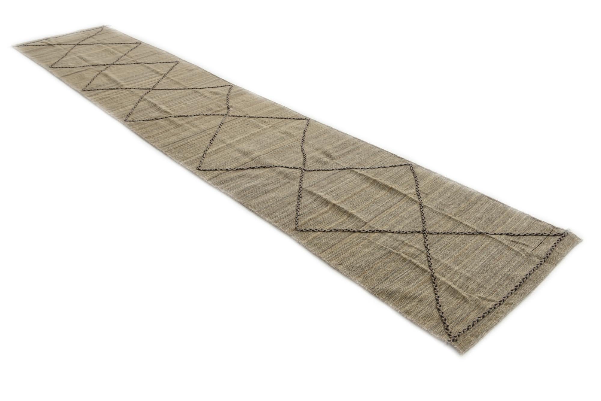 2' 10 x 15' 3 Hand Woven Kilim Modern Wool Runner Rug