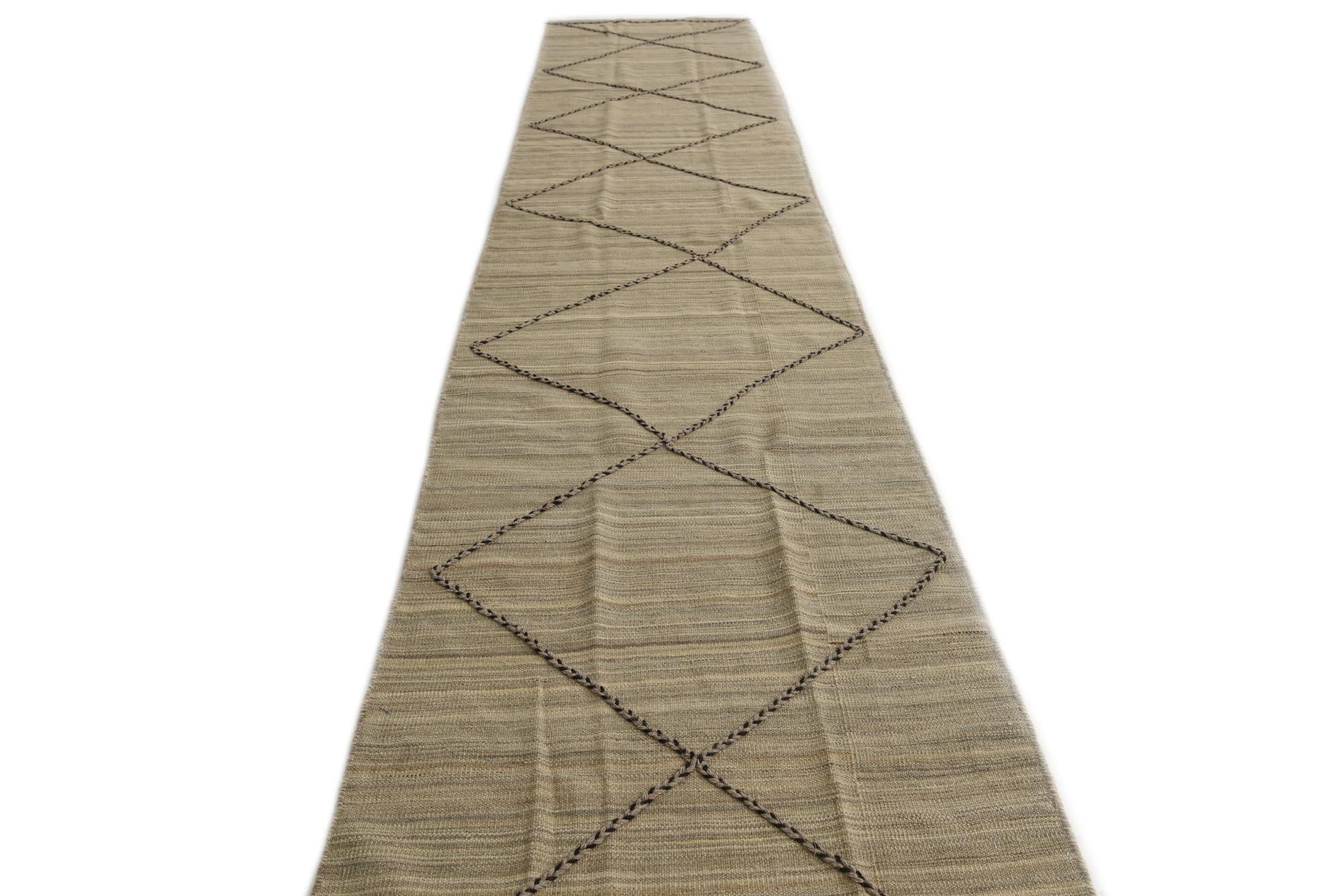 2' 10 x 15' 3 Hand Woven Kilim Modern Wool Runner Rug