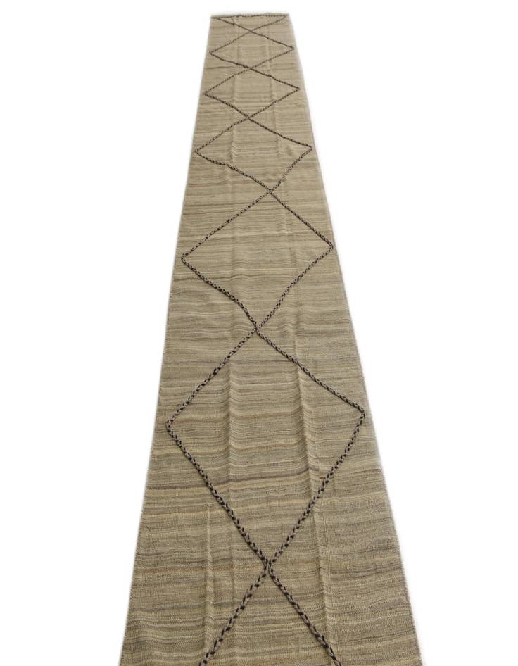 Detail image of 2' 10 x 15' 3  Hand Woven Kilim Modern Wool Runner Rug