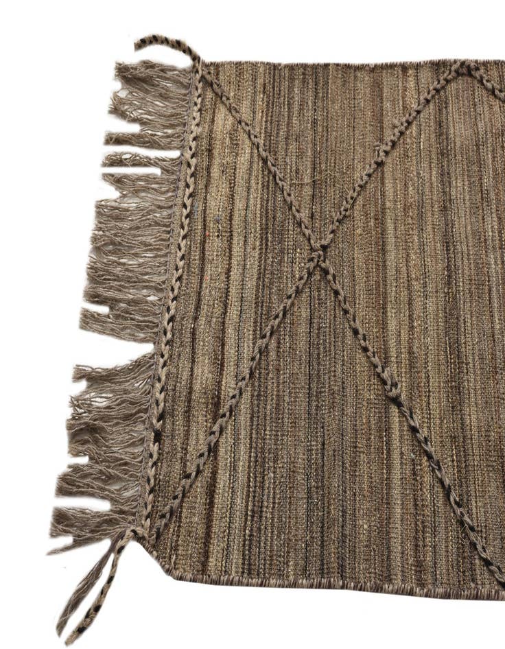 Detail image of 2' 4 x 9' 11 Hand Woven Kilim Modern Wool Runner Rug