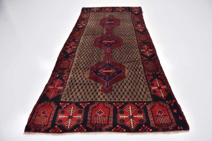4' 4 x 9' 6 Hand Knotted Koliaei Persian Wool Runner Rug