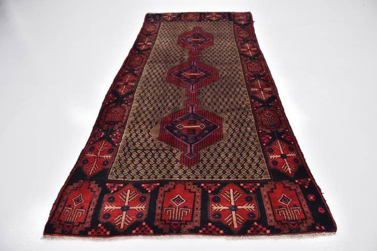 Detail image of 4' 4 x 9' 6 Hand Knotted Koliaei Persian Wool Runner Rug