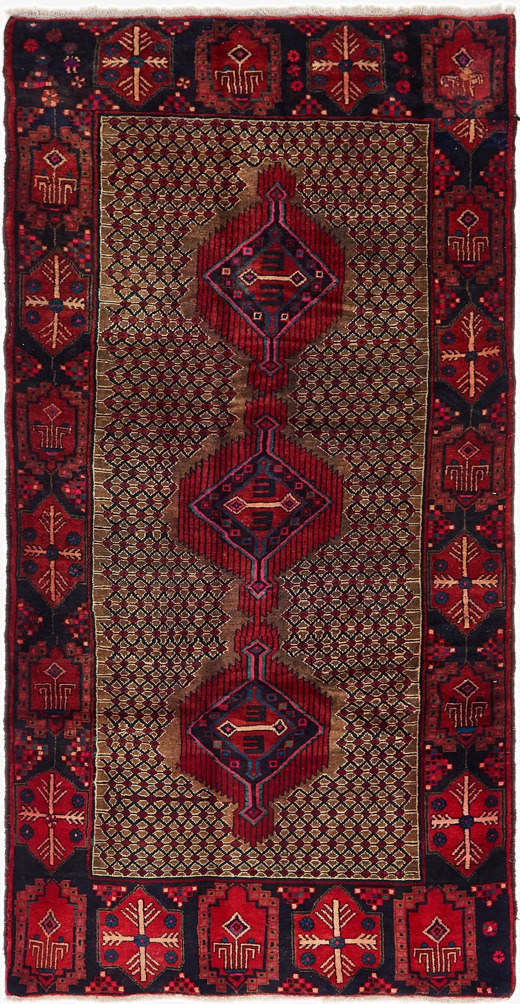 4' 4 x 9' 6  Hand Knotted Koliaei Persian Wool Runner Rug