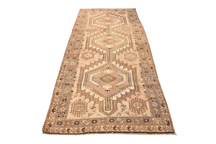 Detail image of 3' 8 x 8' 9 Hand Knotted Meshkin Persian Wool Runner Rug