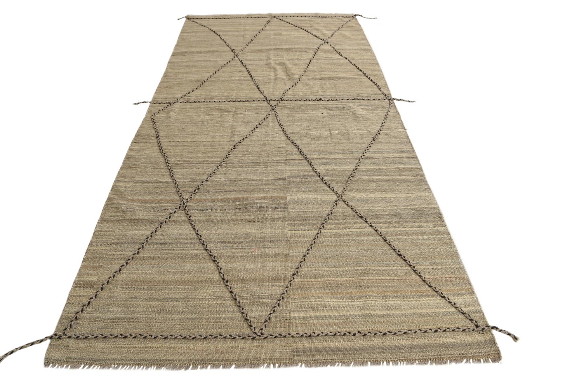 4' 7 x 10' 3 Hand Knotted Moroccan Wool Runner Rug