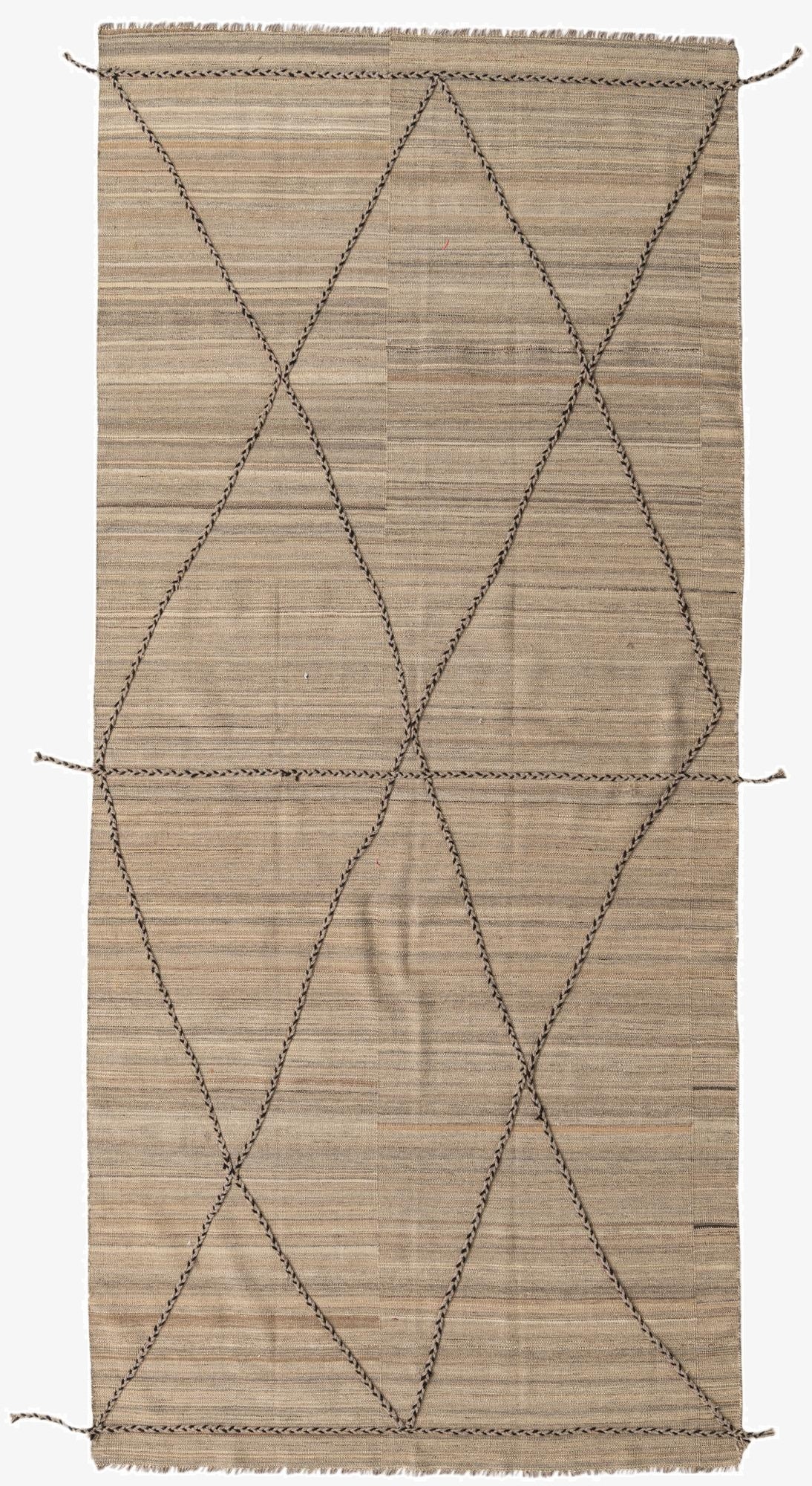 4' 7 x 10' 3  Hand Knotted Moroccan Wool Runner Rug