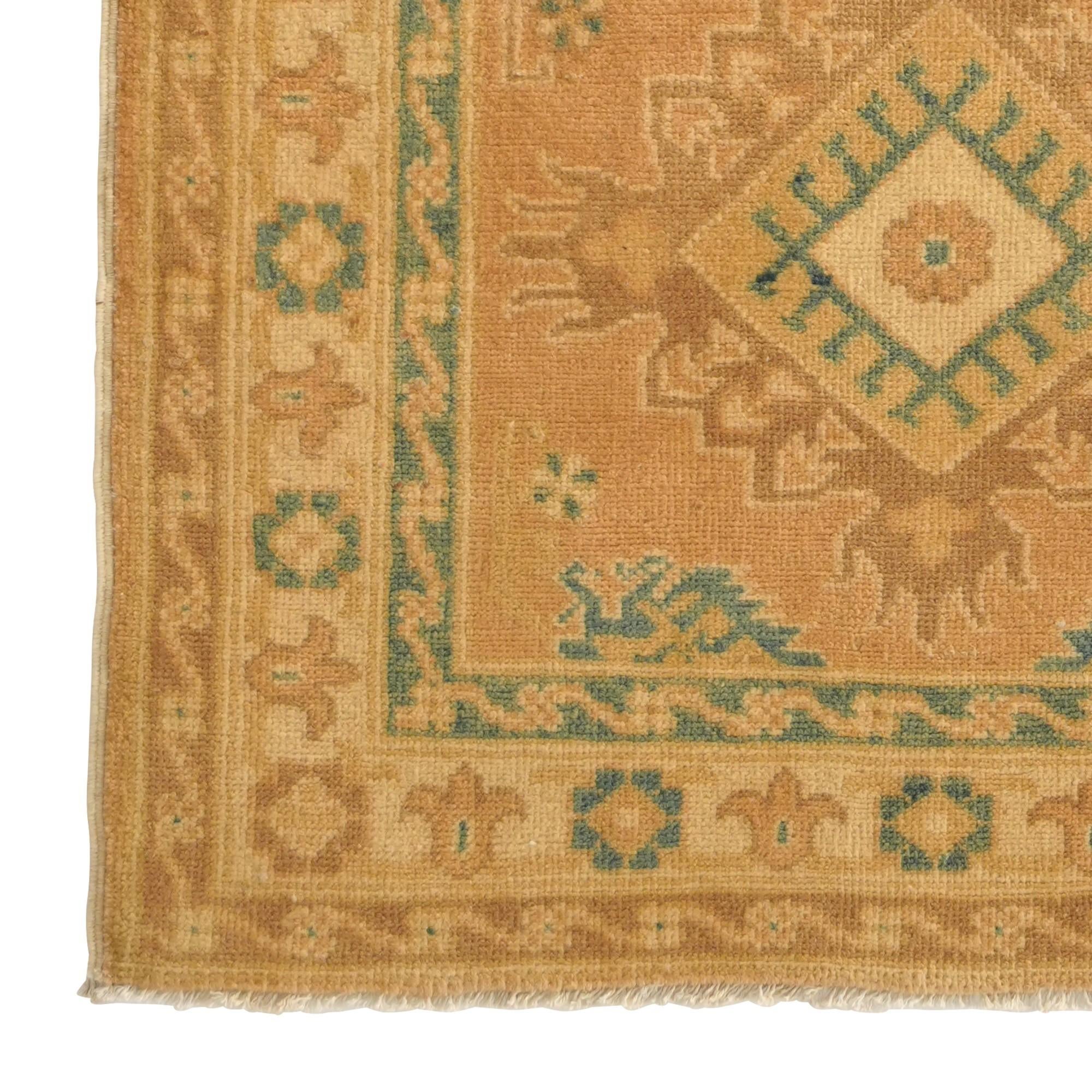 2' 7 x 6' 10 Hand Knotted Oushak Wool Runner Rug