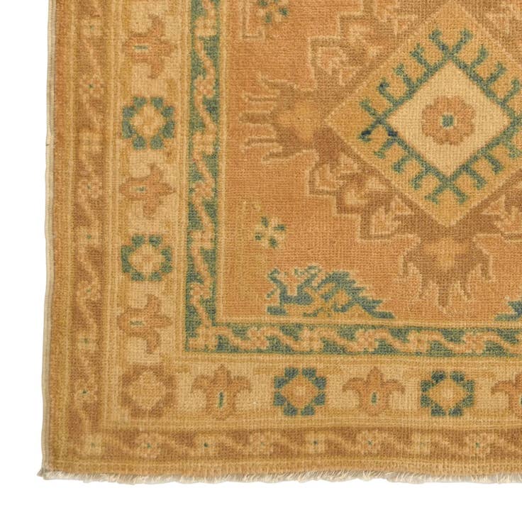Detail image of 2' 7 x 6' 10 Hand Knotted Oushak Wool Runner Rug