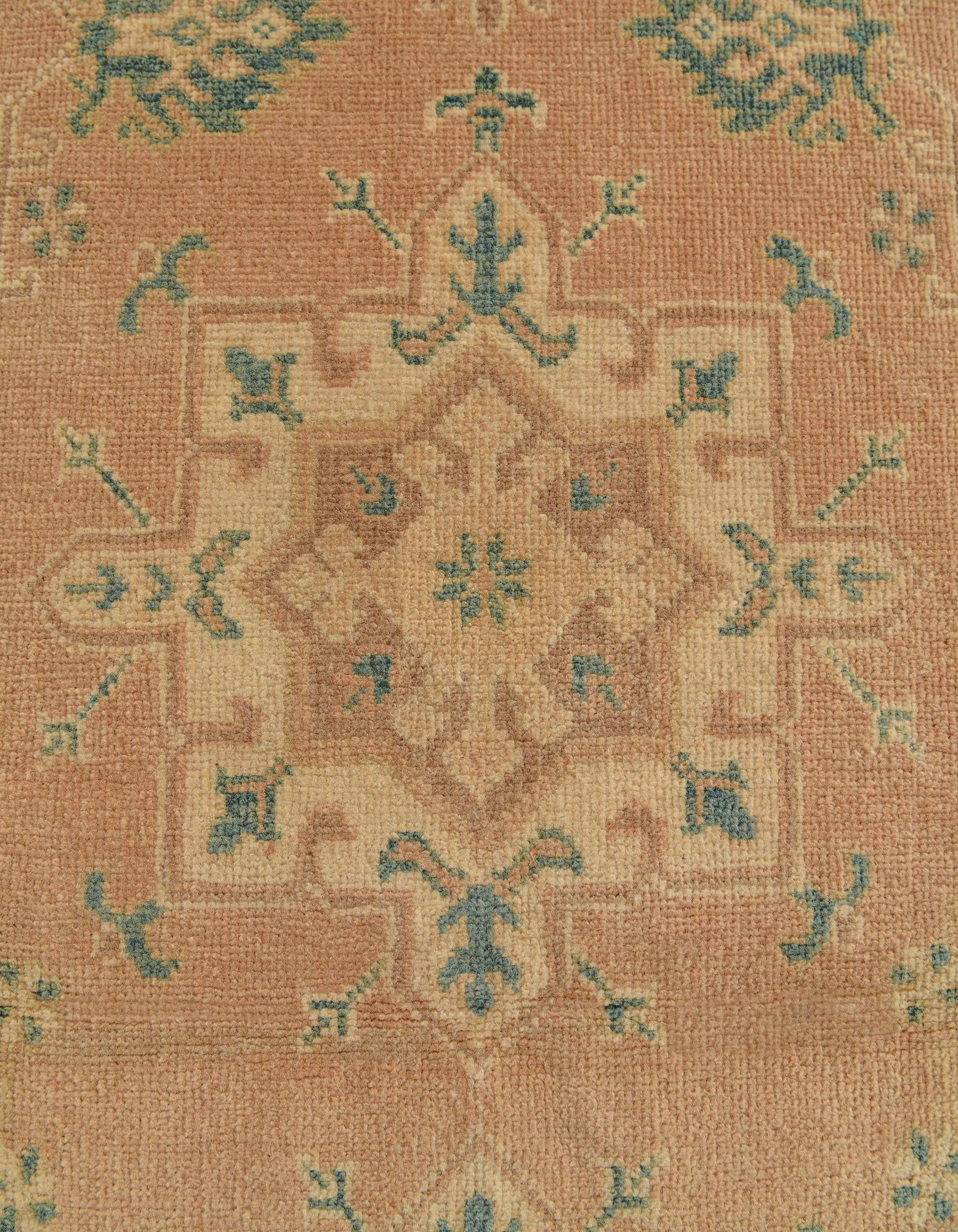 2' 7 x 6' 10 Hand Knotted Oushak Wool Runner Rug