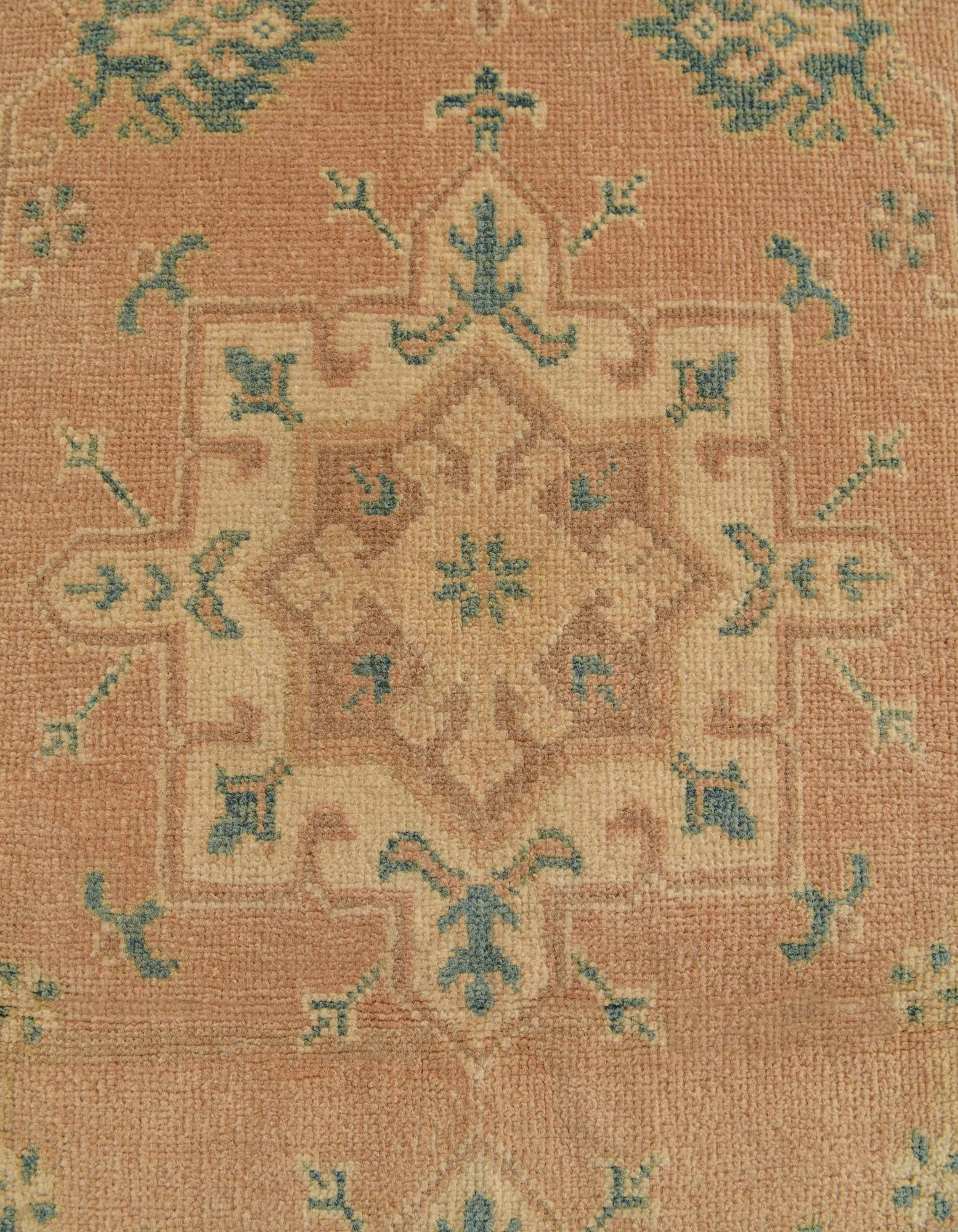 2' 7 x 6' 10 Hand Knotted Oushak Wool Runner Rug