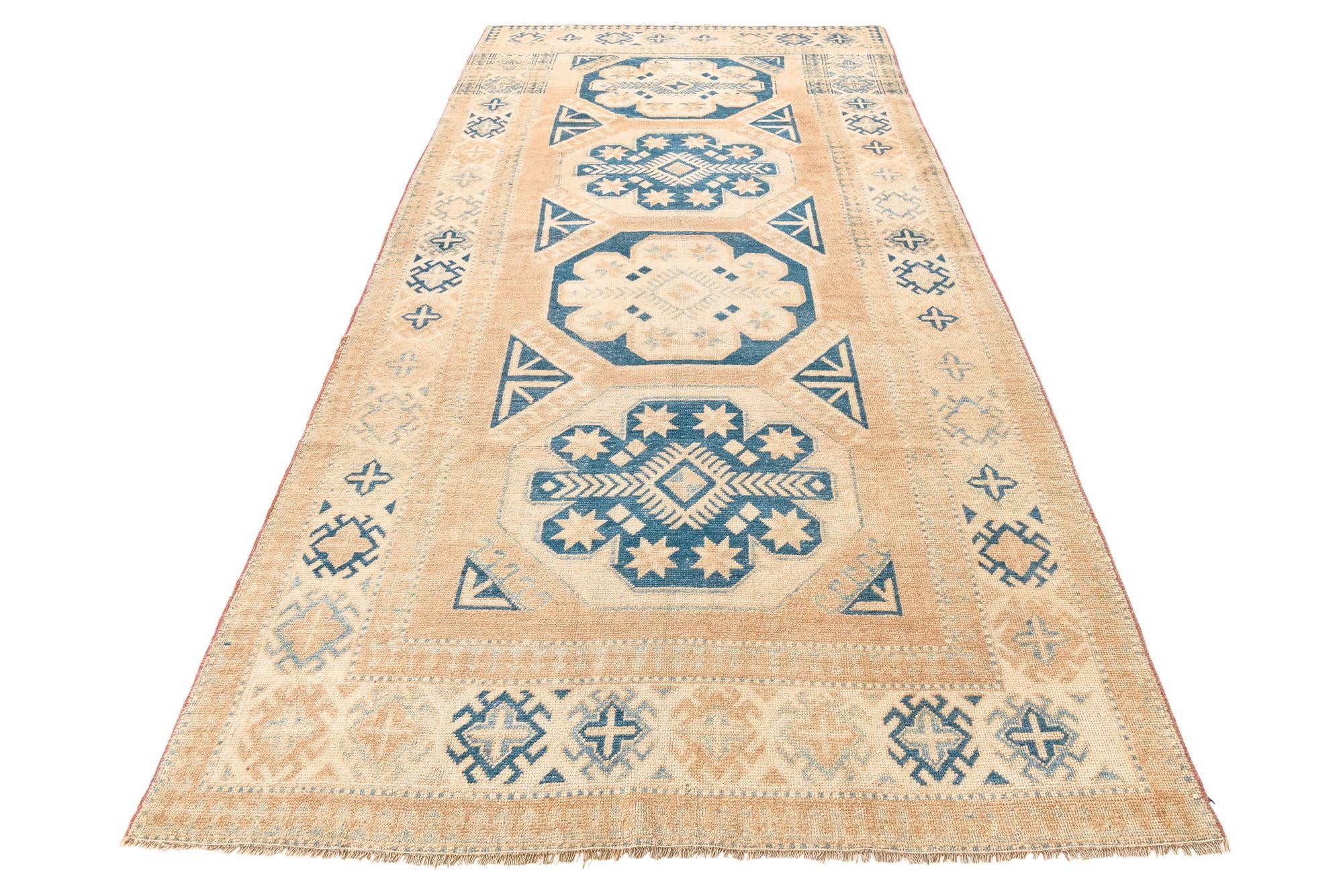 5' 2 x 10' 5 Hand Knotted Oushak Wool Runner Rug