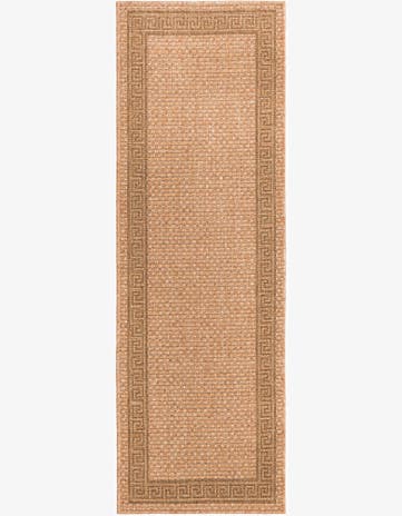 Light Brown Easy-Clean Border Indoor / Outdoor Runner Rug