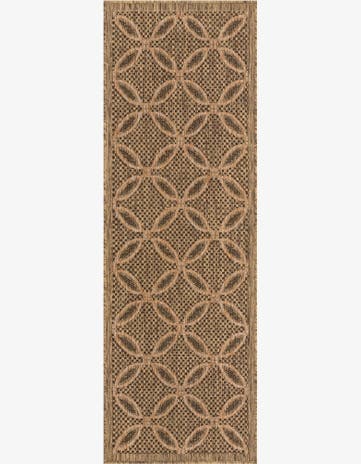 Light Brown Easy-Clean Lattice Indoor / Outdoor Runner Rug
