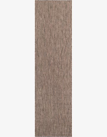 Light Brown Easy-Clean Solid Indoor / Outdoor Runner Rug