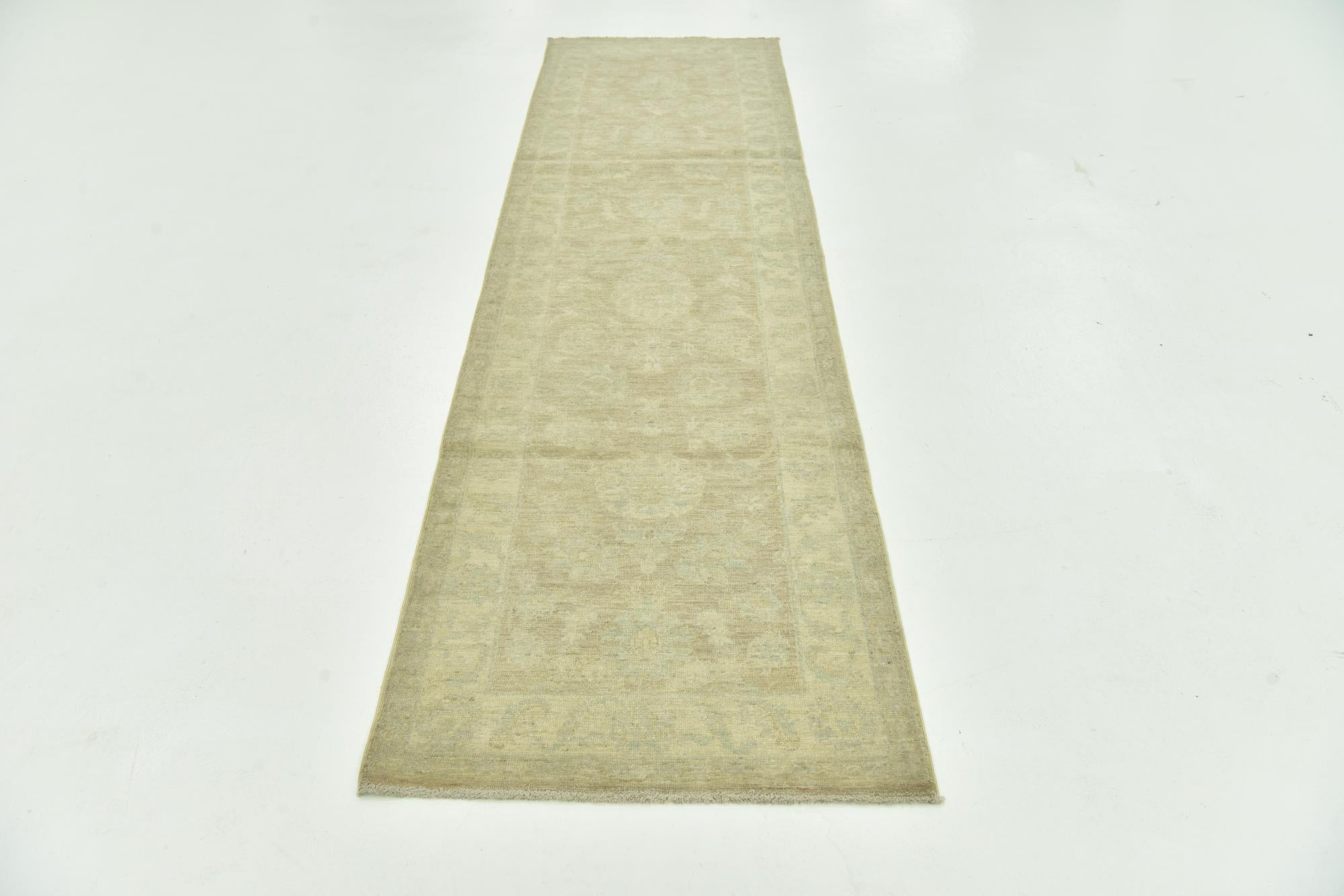 2' 8 x 9' 9 Hand Knotted Peshawar Ziegler Runner Rug