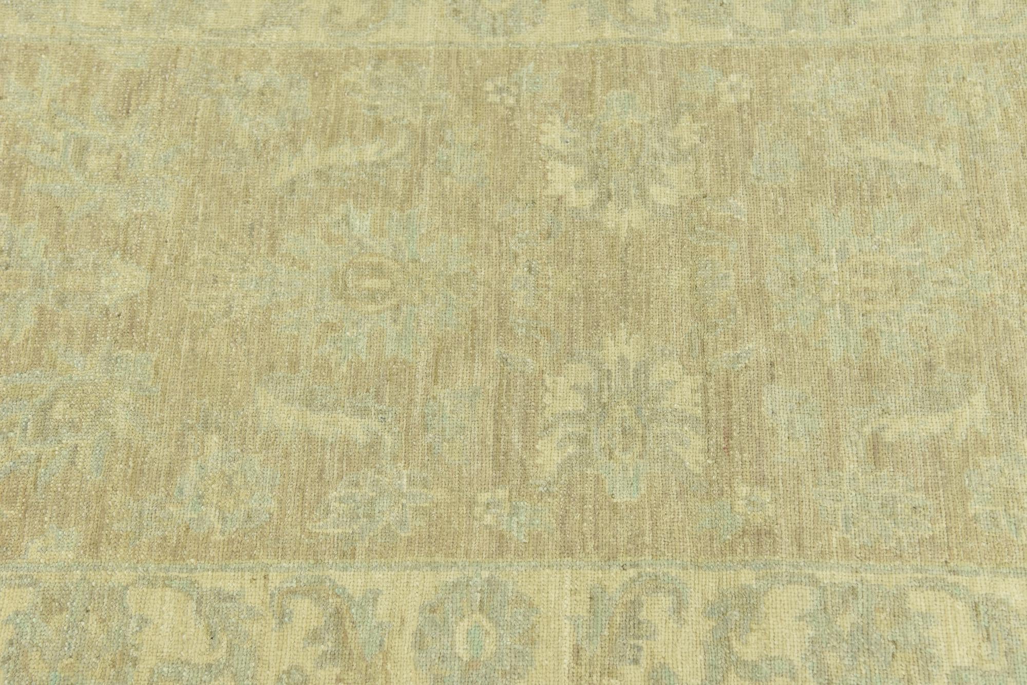 2' 8 x 9' 9 Hand Knotted Peshawar Ziegler Runner Rug