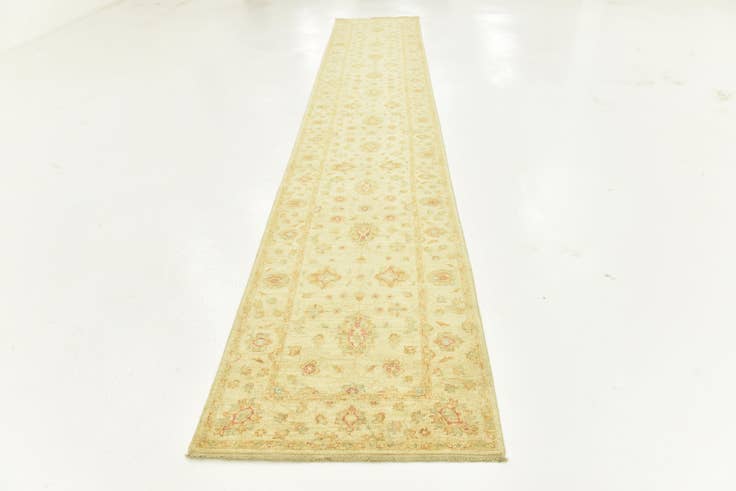 Detailansicht von 80cm x 490cm Handgeknüpft Peshawar Ziegler Läufer Teppich