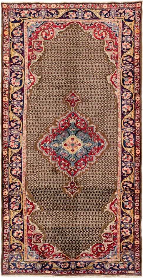 Detail image of 5' x 10' Hand Knotted Songhor Persian Wool Runner Rug