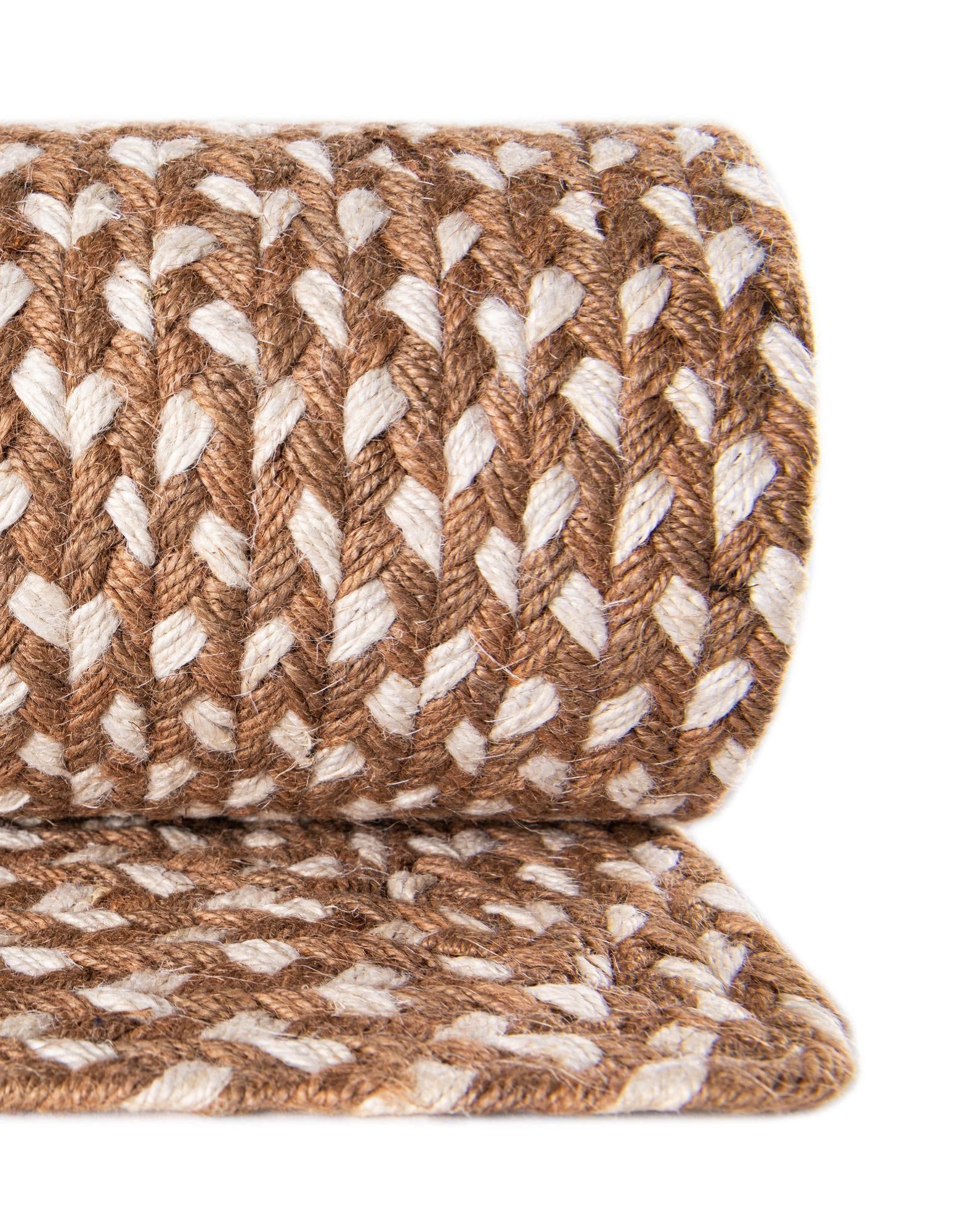 2' x 6' 1 Handmade Tweed Braided Jute Runner Rug