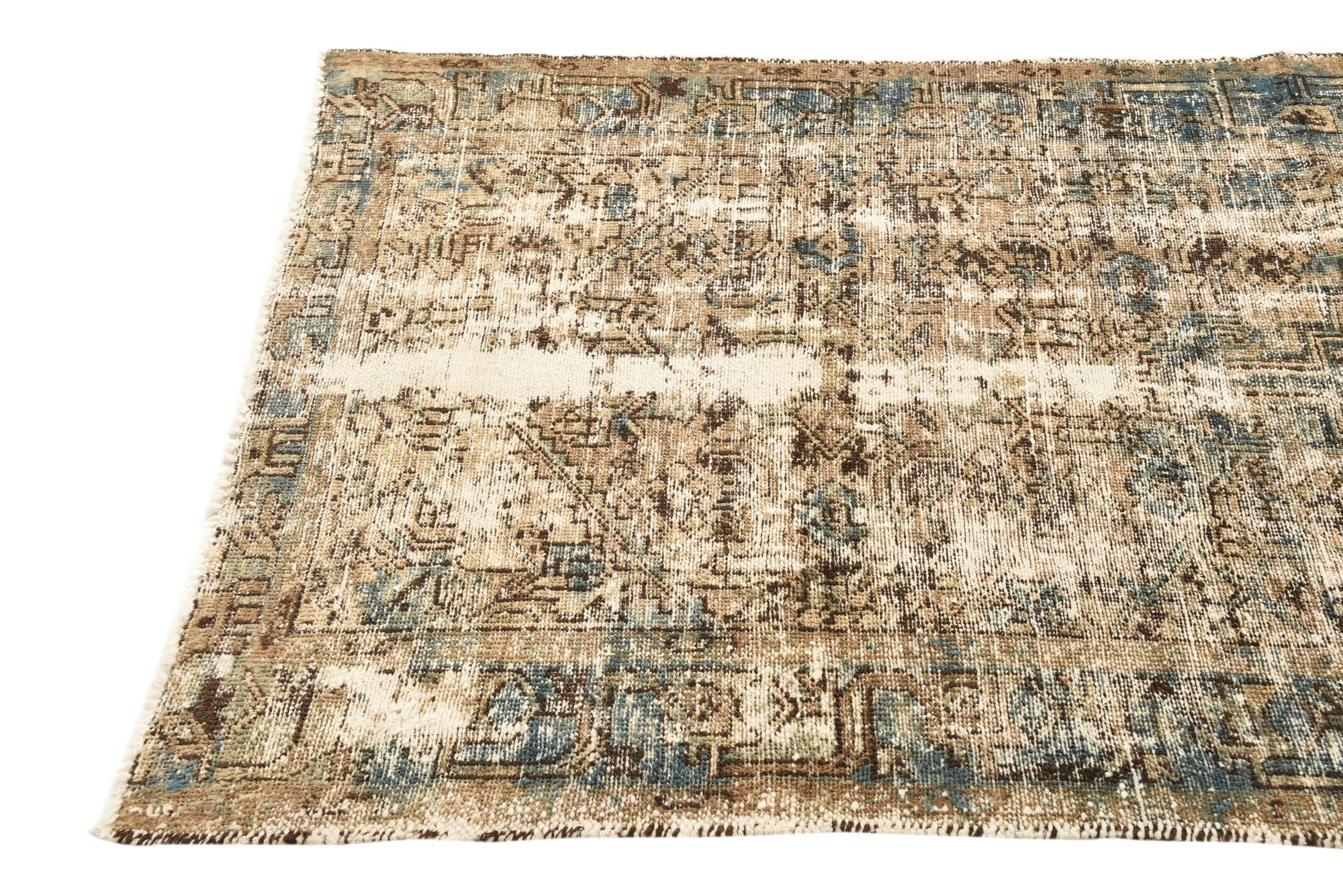 105cm x 225cm Hand Knotted Ultra Vintage Persian Wool Runner Rug