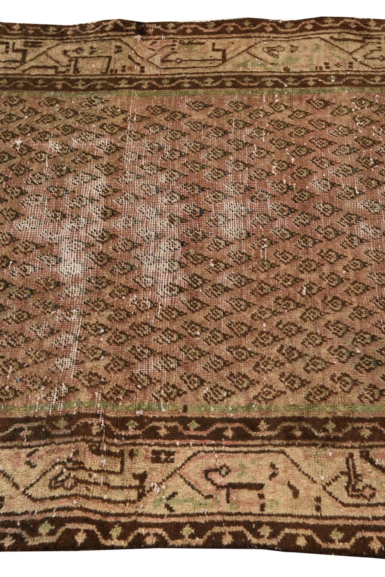 3' 8 x 13' 9 Hand Knotted Ultra Vintage Persian Wool Runner Rug
