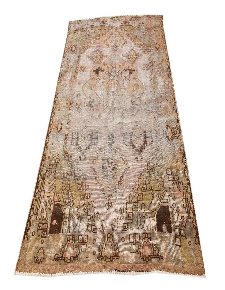 Detail image of 4' 4 x 6' 9  Hand Knotted Ultra Vintage Persian Wool Runner Rug