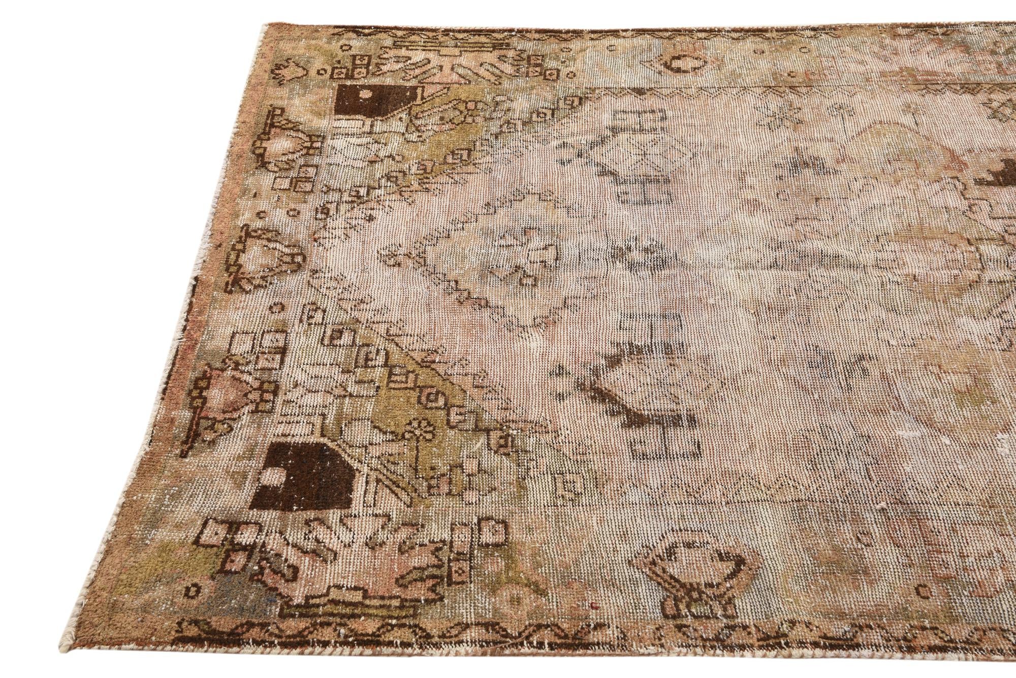 4' 4 x 6' 9 Hand Knotted Ultra Vintage Persian Wool Runner Rug