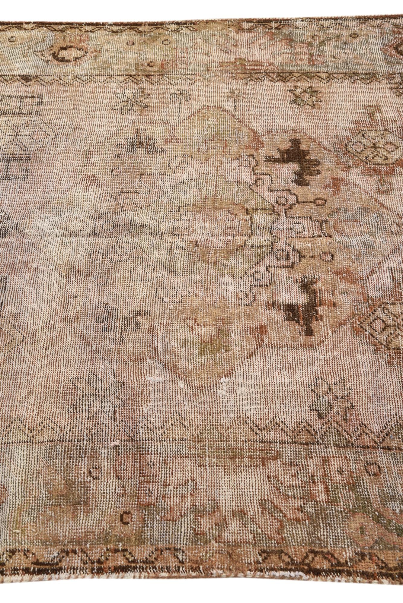 4' 4 x 6' 9 Hand Knotted Ultra Vintage Persian Wool Runner Rug